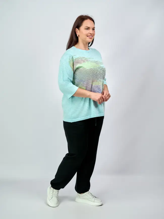 Джемпер облегченный с принтом 1006 Размер 50-58 фото 6