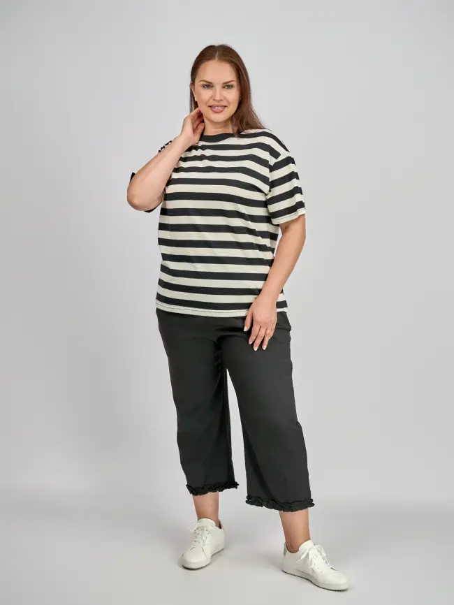 Брюки лето с рюшами 1239 размеры 48- 58 фото 6