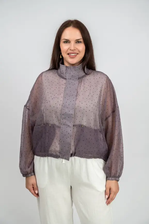 Ветровка-пыльник в горох 6703 Размер 50-58 фото 2