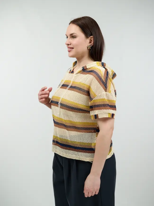 Толстовка сетка с капюшоном 87063 Размер 48-56 фото 3