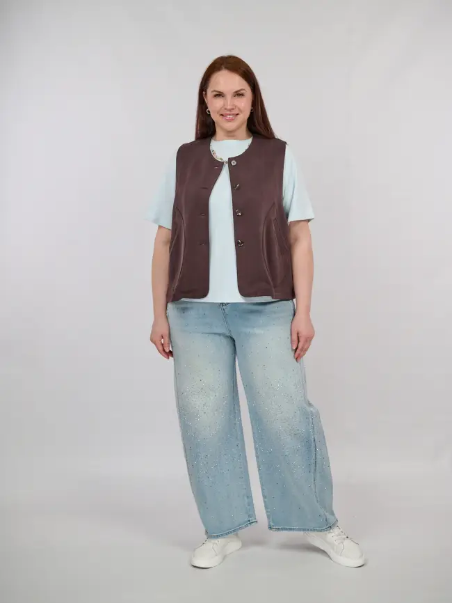 Джинсы в стразах 6788 Размеры 52-58 фото 2