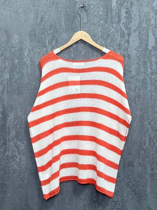 Джемпер облегченный в полоску ЭттоПлюс 25107 Размер 54-58 фото 64