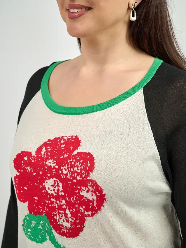 Джемпер с цветком 22917 размер 50- 58 фото 19