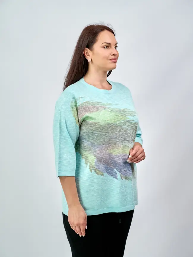 Джемпер облегченный с принтом 1006 Размер 50-58 фото 7