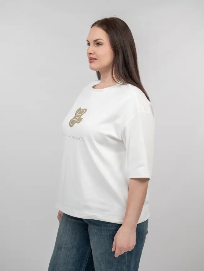 Лонгслив с принтом 95047 Размеры 48-58 фото 5