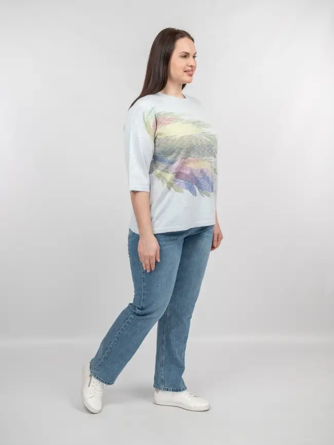 Джемпер облегченный с принтом 1006 Размер 50-58 фото 56