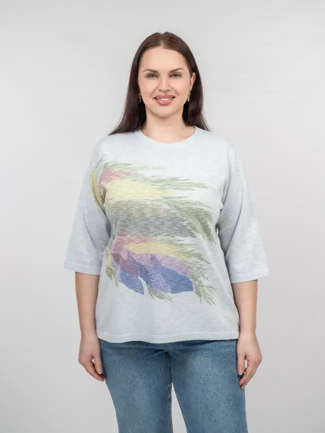 Джемпер облегченный с принтом 1006 Размер 50-58 фото 51