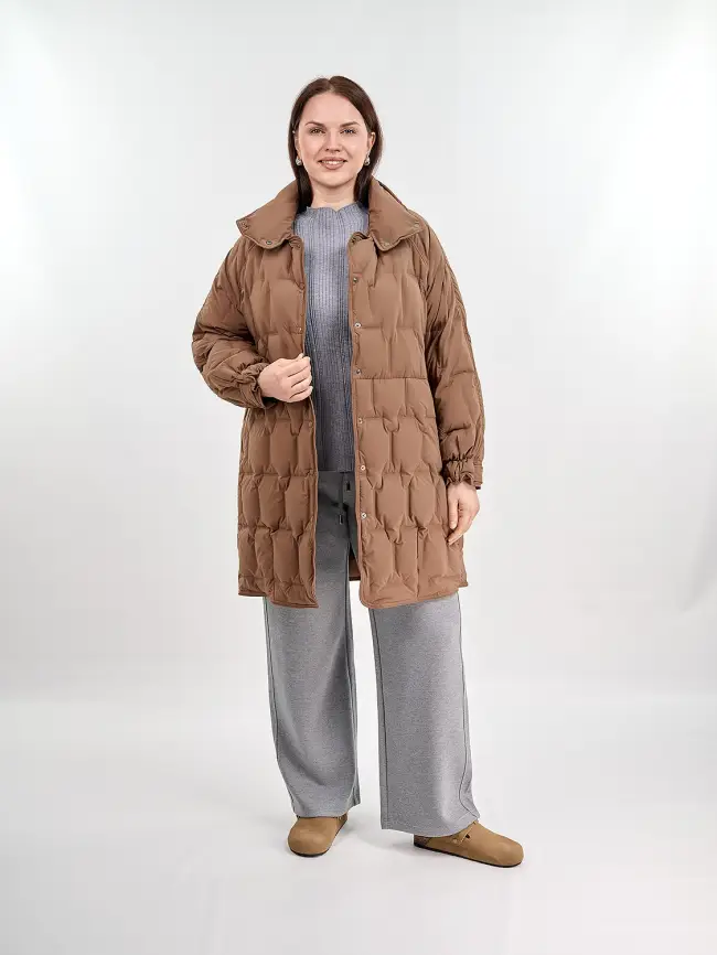 Пуховое пальто 6325 Размер 46-56 фото 17