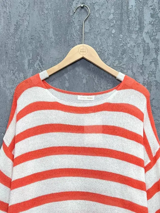 Джемпер облегченный в полоску ЭттоПлюс 25107 Размер 54-58 фото 63