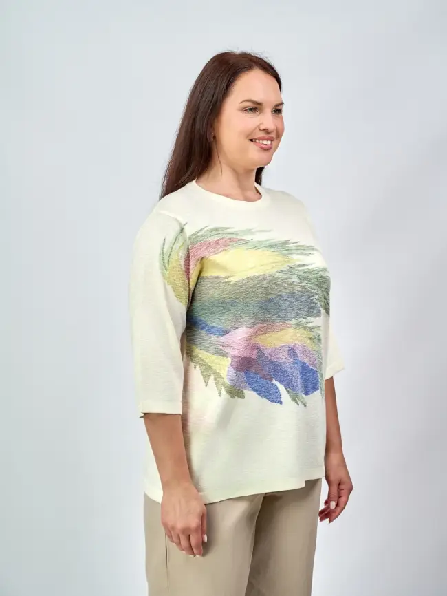 Джемпер облегченный с принтом 1006 Размер 50-58 фото 30