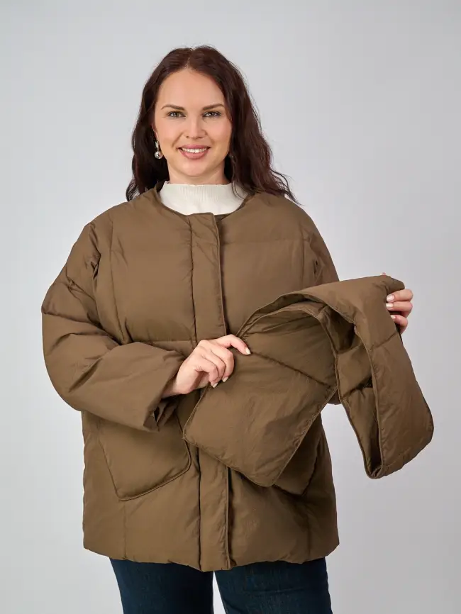 Пуховик женский с шарфом 8358 Размер 50-58 фото 79