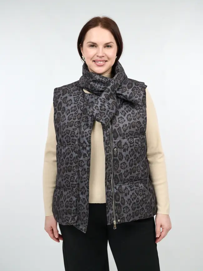 Жилет теплый леопардовый 18401 Размер 48-54 фото 2