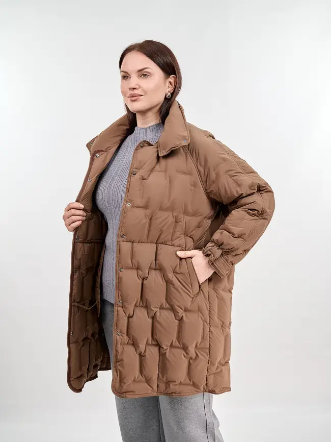 Пуховое пальто 6325 Размер 46-56 фото 24