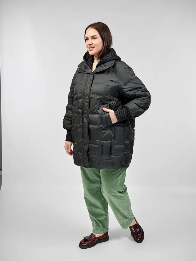 Пальто с вязаным капюшоном №2 8893 фото 27