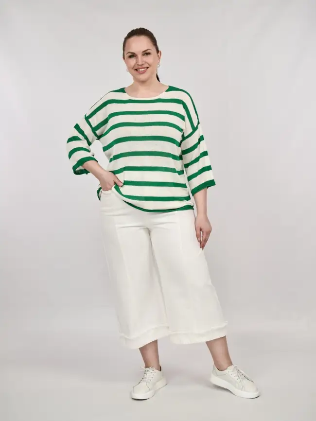 Джемпер облегченный в полоску ЭттоПлюс 25107 Размер 54-58 фото 17