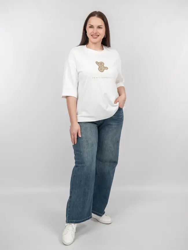 Лонгслив с принтом 95047 Размеры 48-58 фото 8