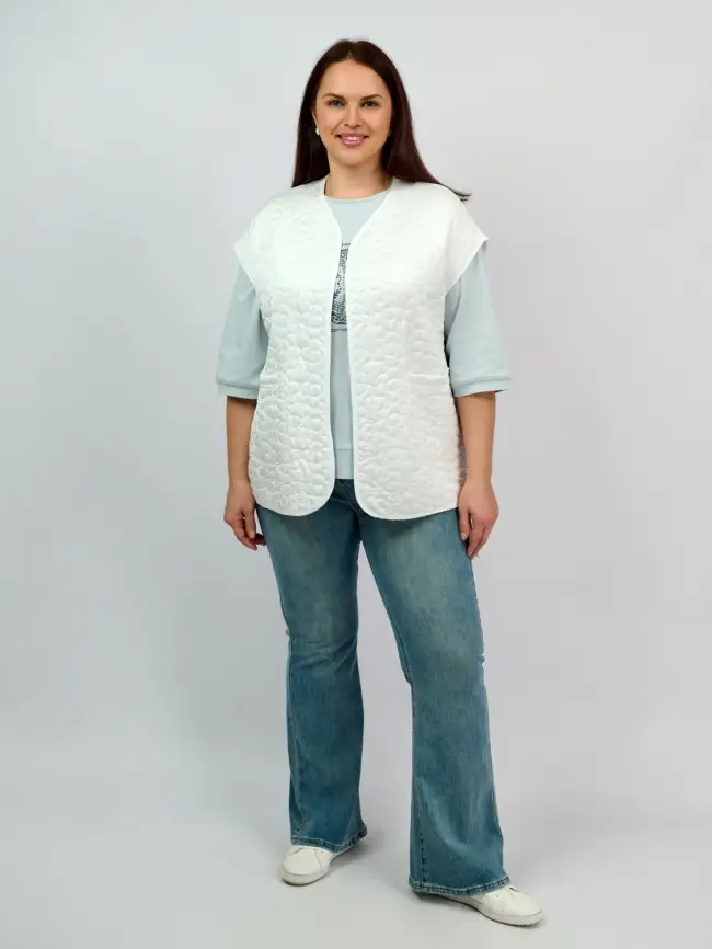 Легкий стеганый жилет "Цветочек" 7371 Размер 52-56 фото 2
