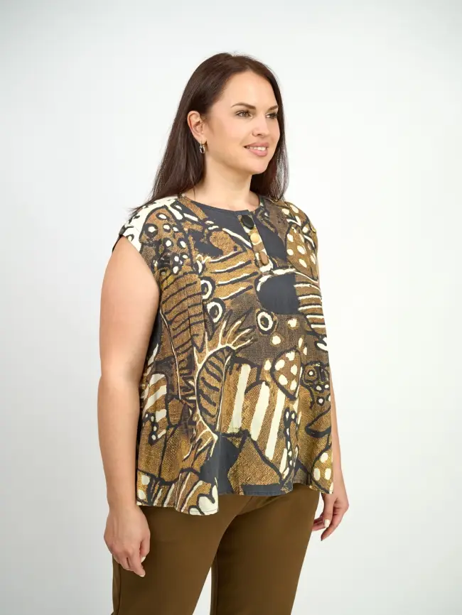 Блуза с принтом 26092 размер 50- 58 фото 3