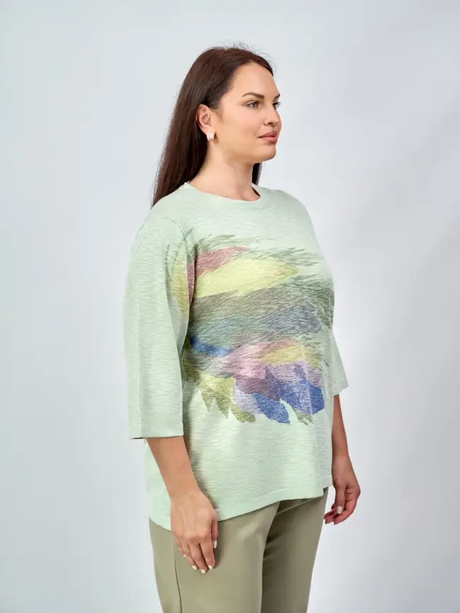 Джемпер облегченный с принтом 1006 Размер 50-58 фото 19