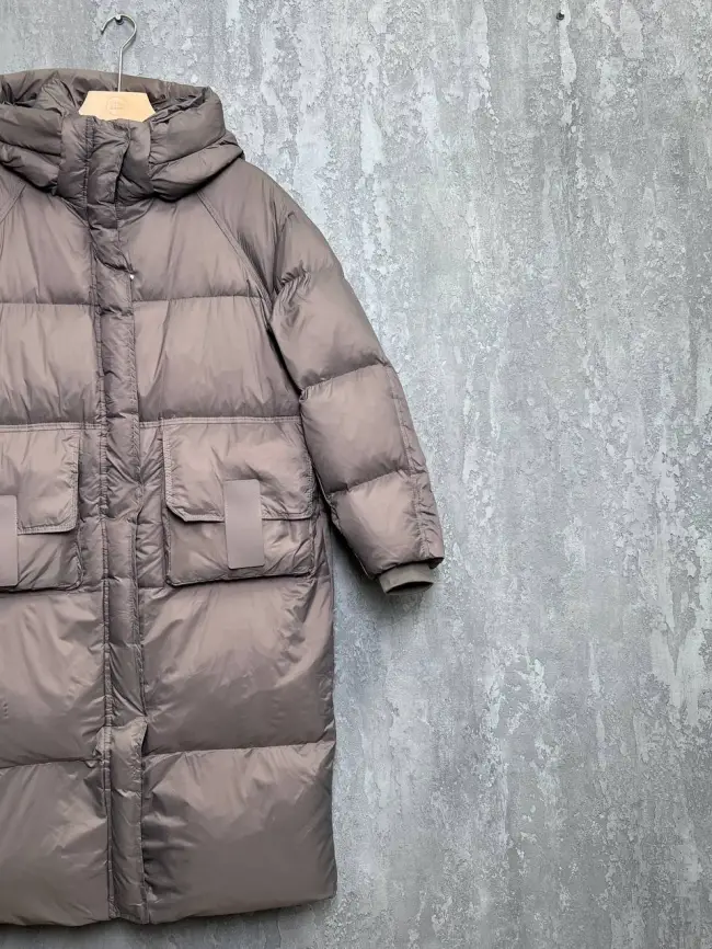 Пуховое пальто с кожаной вставкой 03741 фото 30