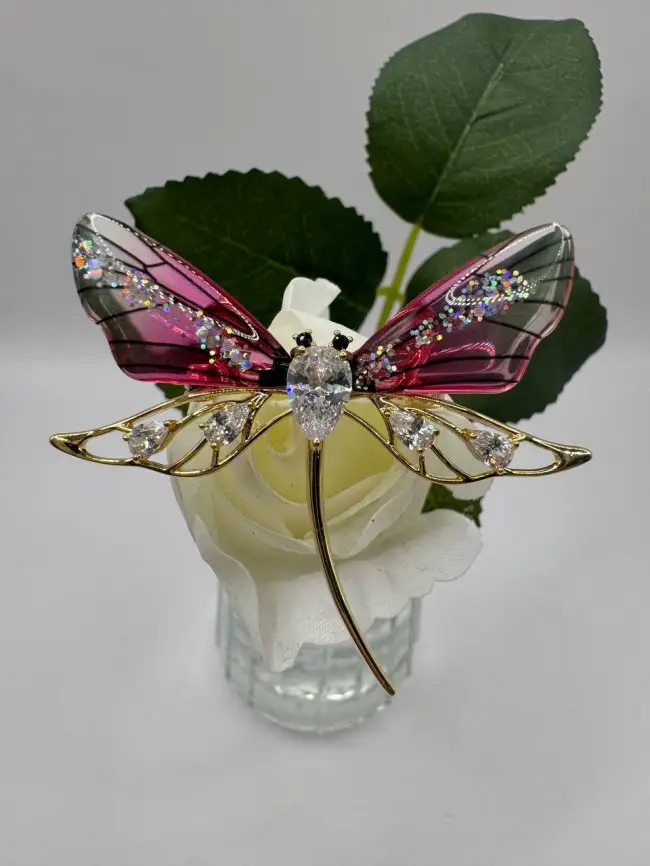 Брошь Стрекоза малиновая 6212537 фото 1