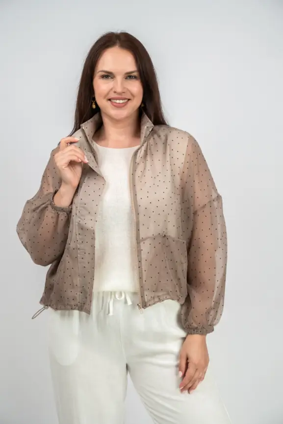 Ветровка-пыльник в горох 6703 Размер 50-58 фото 15