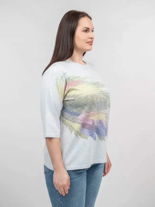 Джемпер облегченный с принтом 1006 Размер 50-58 фото 53