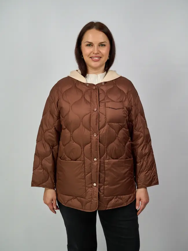 Куртка лёгкая с вязаным капюшоном 2207 фото 22