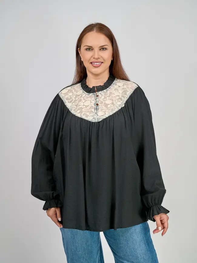 Блуза с гипюром 8013 размер 50- 58 фото 2