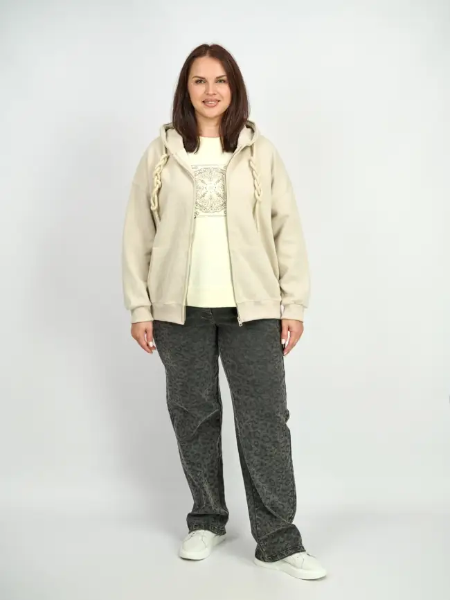 Худи зип утепленное оверсайз размер 50-58 506 фото 4