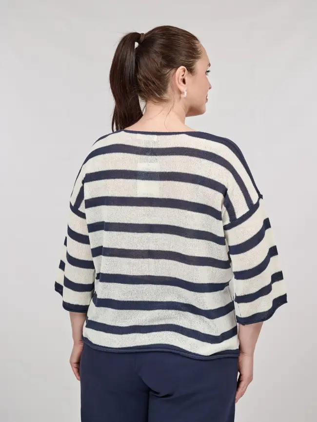 Джемпер облегченный в полоску ЭттоПлюс 25107 Размер 54-58 фото 43