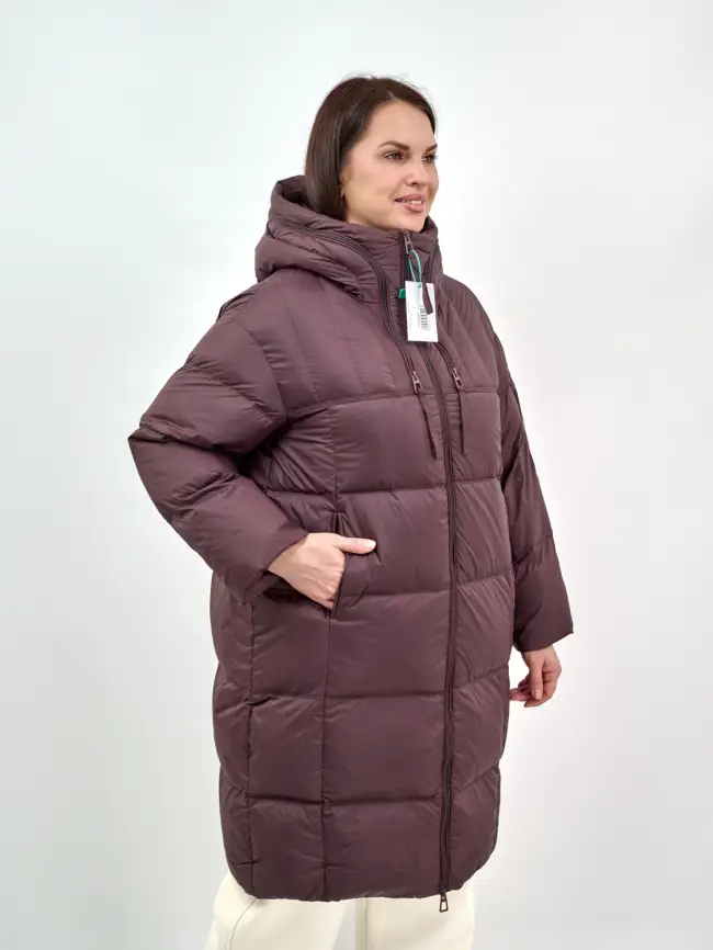 Пуховое пальто 870 Размер 48-54 фото 4