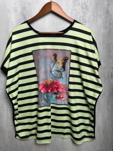 Футболка с зелеными полосами фото 1