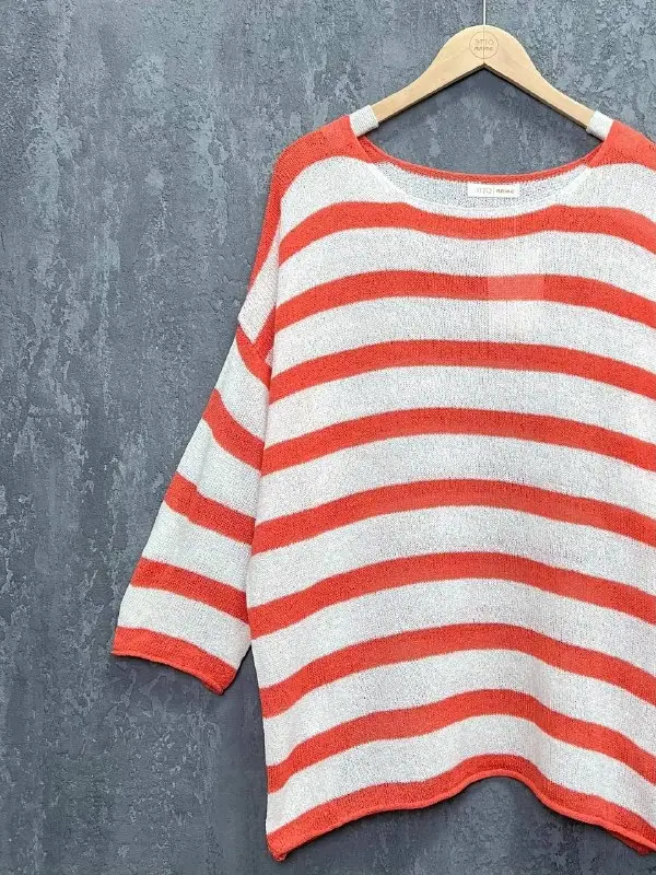 Джемпер облегченный в полоску ЭттоПлюс 25107 Размер 54-58 фото 62