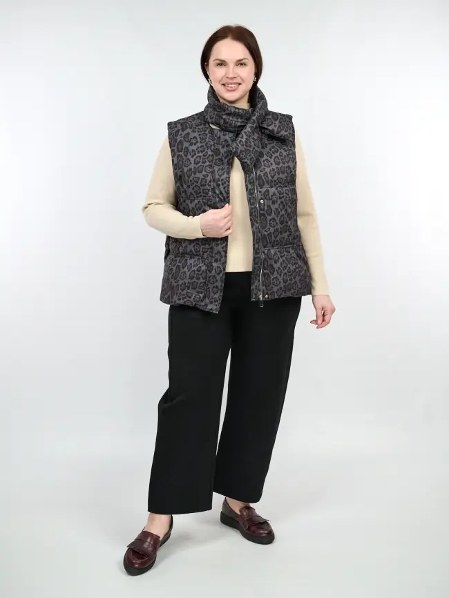 Жилет теплый леопардовый 18401 Размер 48-54 фото 3
