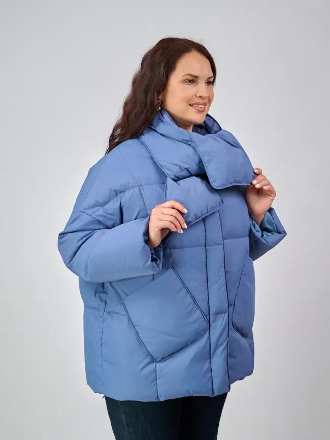Пуховик женский с шарфом 8358 Размер 50-58 фото 29