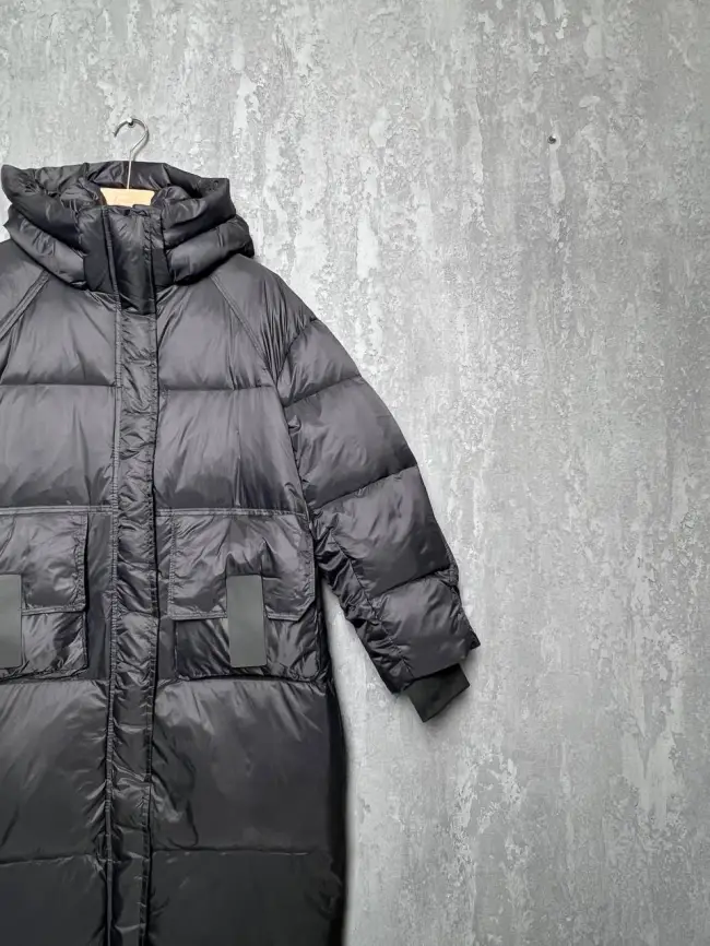 Пуховое пальто с кожаной вставкой 03741 фото 17