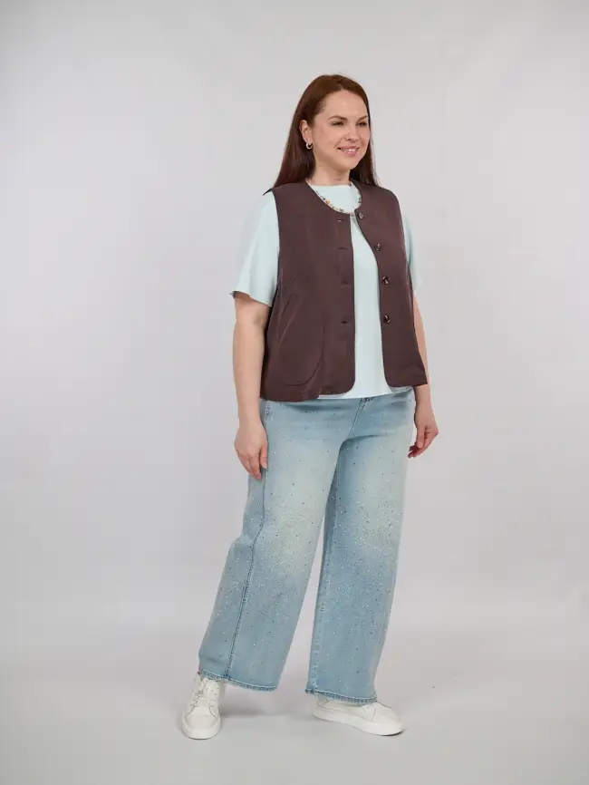 Джинсы в стразах 6788 Размеры 52-58 фото 4