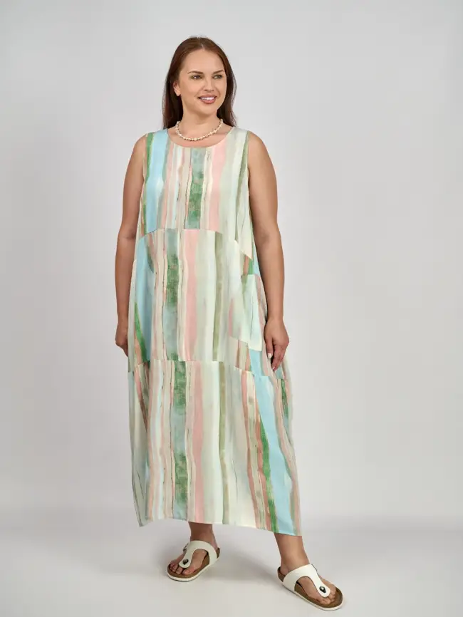 Сарафан в полоску ЭттоПлюс 0026-1 размеры 50- 62 фото 16