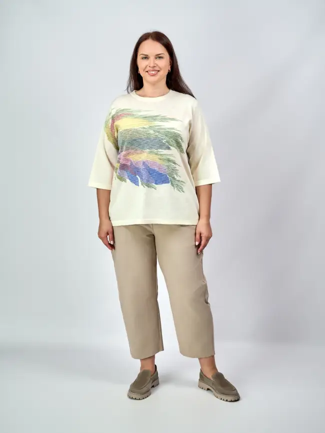 Джемпер облегченный с принтом 1006 Размер 50-58 фото 29