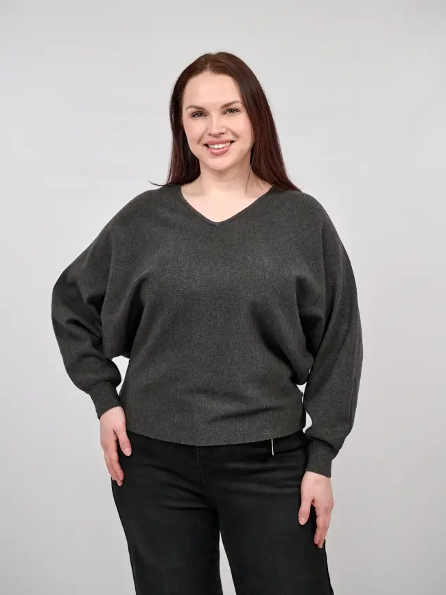 Джемпер с v-вырезом 2563 ЭттоПлюс Размер 50-58 фото 1