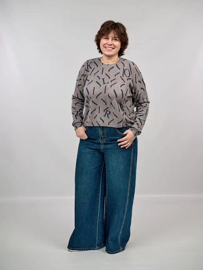 Джинсы палаццо 38785 Размеры 50-54 фото 1