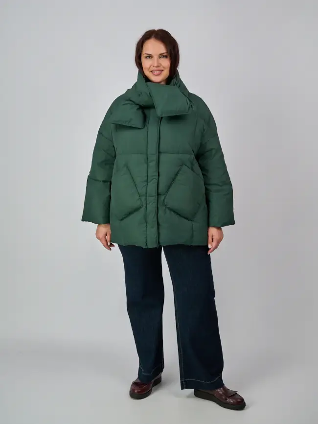 Пуховик женский с шарфом 8358 Размер 50-58 фото 67