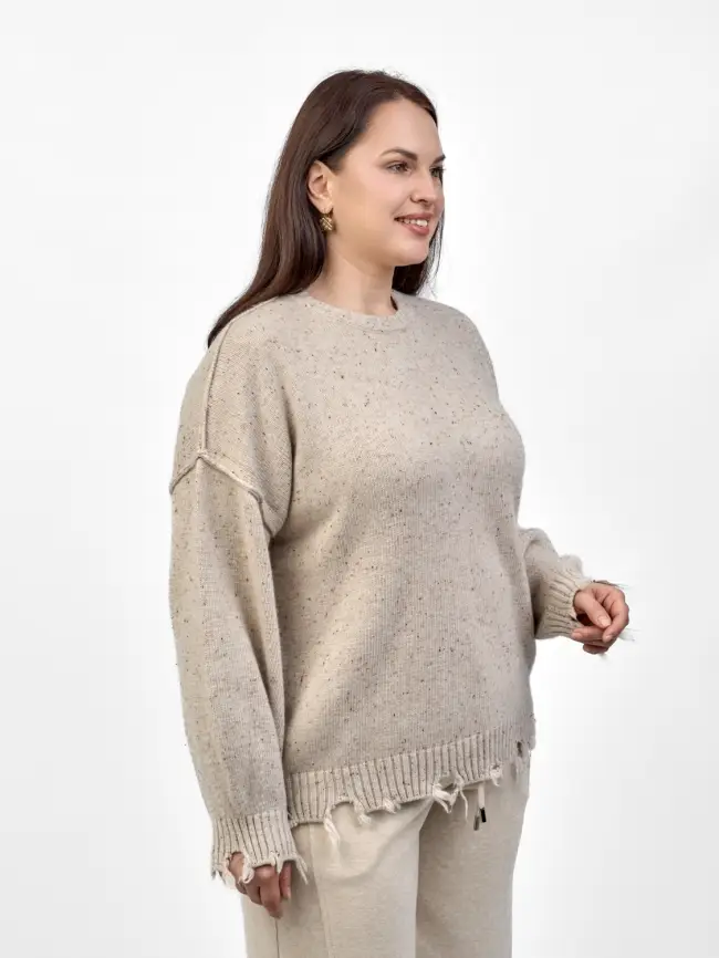 Джемпер рваный оверсайз 58196 Размер 48-58 фото 21