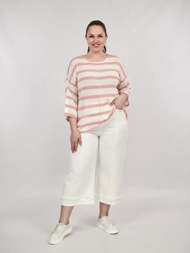 Джемпер облегченный в полоску ЭттоПлюс 25107 Размер 54-58 фото 29