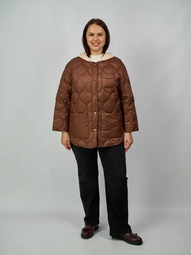 Куртка лёгкая с вязаным капюшоном 2207 фото 19