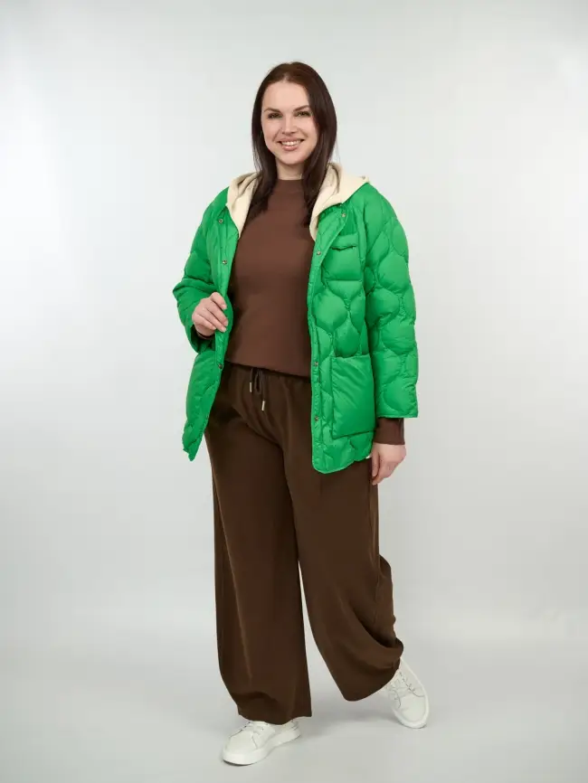 Куртка лёгкая с вязаным капюшоном 2207 Размер 48-54 фото 6