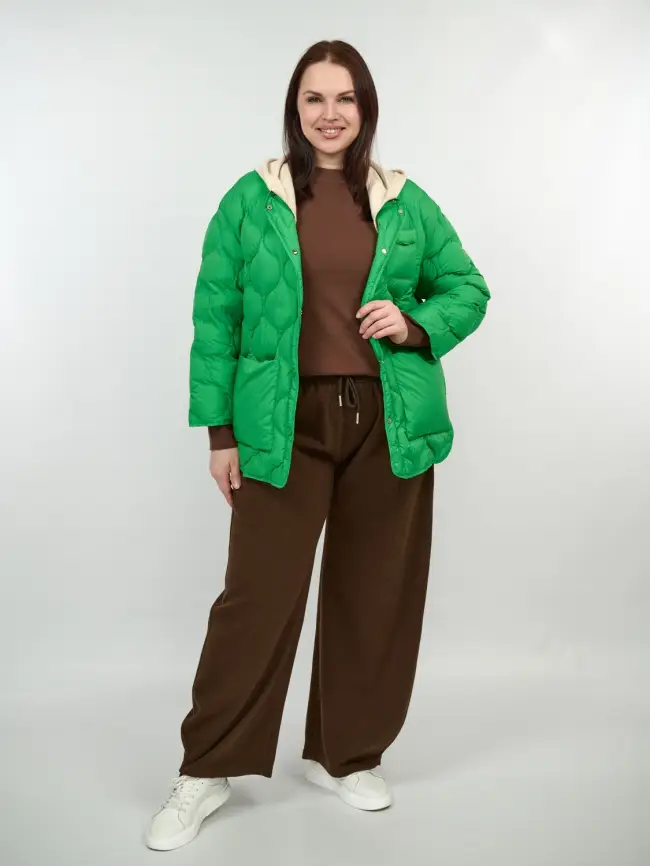 Куртка лёгкая с вязаным капюшоном 2207 Размер 48-54 фото 9