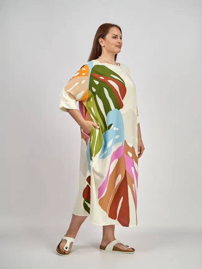 Платье лист Монстеры (молоко) ЭТТО ПЛЮС 2321-1 фото 4