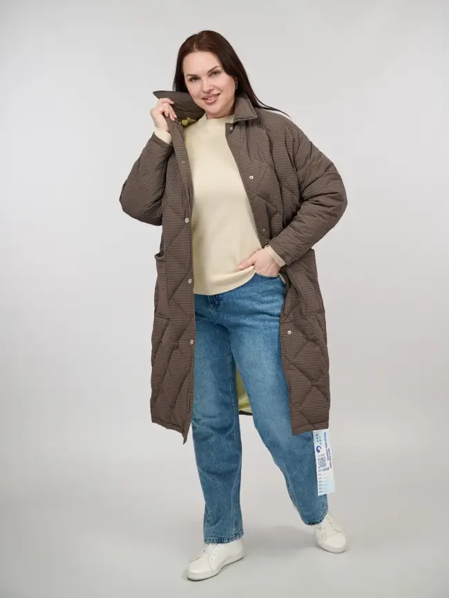 Пуховое пальто 61010 Размер 50-56 фото 19